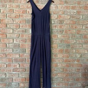 Ann Taylor Loft Beach Blue Linen Jumpsuit XSP